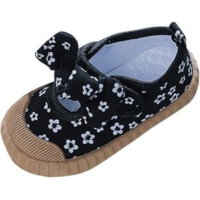 Spring and Summer Girls Casual Shoes Flower Bow Soft Bottom Comfortable and Breathable Big Girl (Brown, 15-18Months)
