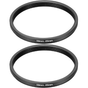 PATIKIL Step Down Ring Adapter 59mm to 55mm, 2 Pcs Filter Step-Down Rings Camera Lens Filters Metal Ring Digital for ND IR DSLR Lenses, Black