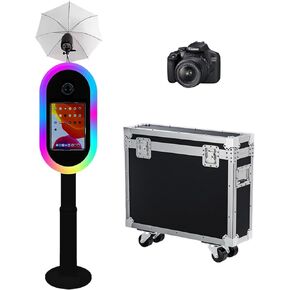 Photo Booth Compatible with iPad 10.2"-13" and Camera, with Flashlight & Height Adjustable, Selfie DSLR Photo Booth Machine for Rental Wedding Parties Events (White, Photo Booth)