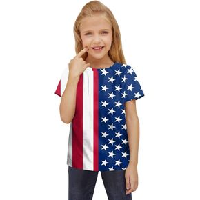 2t Girls Undershirts Summer Toddler Boys Girls Short Sleeve Independence Day Letter Prints T Shirt Loose Tops for