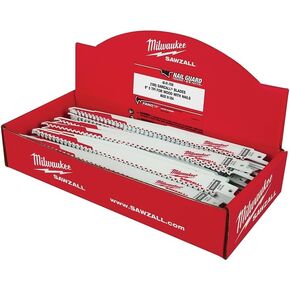 Milwaukee 48-01-7036 Super Sawzall Blade 6 Teeth per Inch 9-Inch Length 100-Pack Bulk