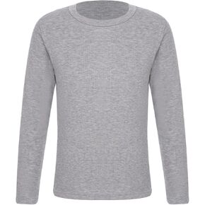 Kaerm Kids Girls Ribbed Round Neck Warm Tops Solid Color Basic Long Sleeve Thermal Underwear Tops Athletic T-Shirt Tees