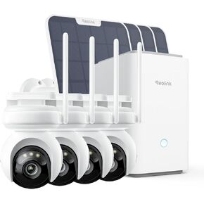Reolink Home Hub Pro مع 4 × Altas PT Ultra + Solar Panel ، وكاميرات أمان الطاقة الشمسية 4K مع تتبع السيارات ، 2TB HDD ، التحكم المركزي ، بدون رسوم شهرية