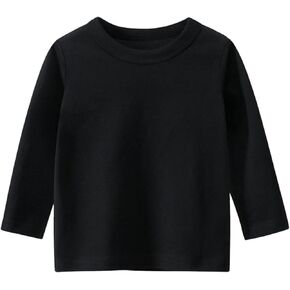 Toddler Long Sleeve Shirt 4t Pure Color Tops Round Neck Blouses Fall Winter Undershirts Baby Boys Girls