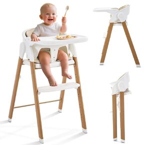 Convertible High Chairs for Babies & Toddlers. 5-in-1 Adjustable High Chair with Removable Tray, Easy to Clean, Portable (Deep Khaki)
