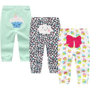 Unisex Newborn Baby Girls Boys 100% Cotton Toddler Soild Color 3-Pack Long Pants Casual Leggings 0-24 Months