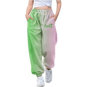 St Pattys Day Pants Boys Sweatpants Spring Summer Girls Joggers Elastic High Waist Drawstring Soft Pants with Pockets