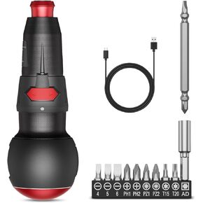 3.6V Cordless Screwdriver Set, Electric Screwdriver, Rechargeable Power Screwdriver, Electric Ball Grip Screwdriver, 3N.m/10N.m MAX, 280 RPM, Type-C Charging, LED Light for Electronics, DIY
