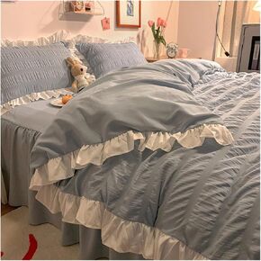 Princess Style Ruffles Bedding Lovely Ladies Pink Bedding Set Quilt Cover Bed Skirt Pillowcase Bed Four Pieces Set(3,180X200CM 4 PCS Set-Fitted Bed Sheet)