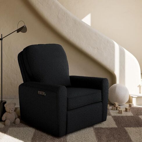 Storkcraft Amalfi Deluxe Power Recliner Swivel Glider (Ivory Boucle)-كرسي الطاقة الإلكترونية المتميز للحضانة ، يشمل ميناء شحن USB-A & USB-C ، كرسي Rocking Glider in Kuwait