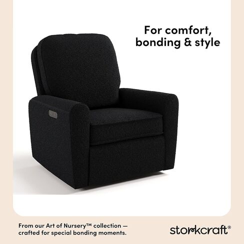 Storkcraft Amalfi Deluxe Power Recliner Swivel Glider (Ivory Boucle)-كرسي الطاقة الإلكترونية المتميز للحضانة ، يشمل ميناء شحن USB-A & USB-C ، كرسي Rocking Glider in Kuwait