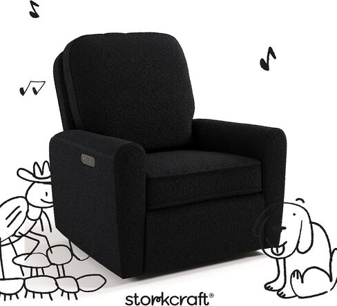 Storkcraft Amalfi Deluxe Power Recliner Swivel Glider (Ivory Boucle)-كرسي الطاقة الإلكترونية المتميز للحضانة ، يشمل ميناء شحن USB-A & USB-C ، كرسي Rocking Glider in Kuwait