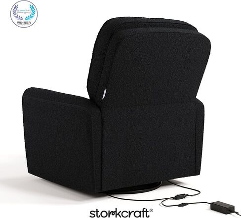 Storkcraft Amalfi Deluxe Power Recliner Swivel Glider (Ivory Boucle)-كرسي الطاقة الإلكترونية المتميز للحضانة ، يشمل ميناء شحن USB-A & USB-C ، كرسي Rocking Glider in Kuwait