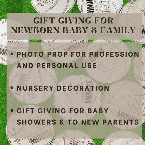 Wooden Monthly Milestone Cards – Set for Baby Photos – Newborn Milestone Discs – Engraved Wooden Baby Age Markers for Monthly Growth Photos – Perfect Baby Shower Gift (Football) in Saudi Arabia