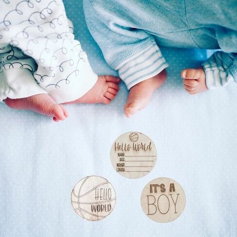 Wooden Monthly Milestone Cards – Set for Baby Photos – Newborn Milestone Discs – Engraved Wooden Baby Age Markers for Monthly Growth Photos – Perfect Baby Shower Gift (Football) in Saudi Arabia