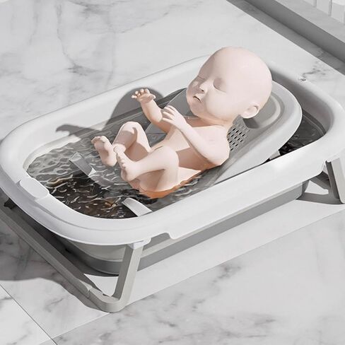 Multifunctional Infant Bath, Lying Down Shower Basin for Home Use, Counter Sink Or Bathtubs Bathtub Shower Bed, Foldable Design for Counter or Stand Use (Grey) in Saudi Arabia