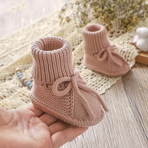 Newborn Baby Booties Sock Shoes Hand Knitting Crochet Boys Girls Infant Cozy Indoor Breathable Walking Shoes in Kuwait