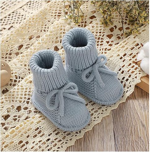 Newborn Baby Booties Sock Shoes Hand Knitting Crochet Boys Girls Infant Cozy Indoor Breathable Walking Shoes in Kuwait