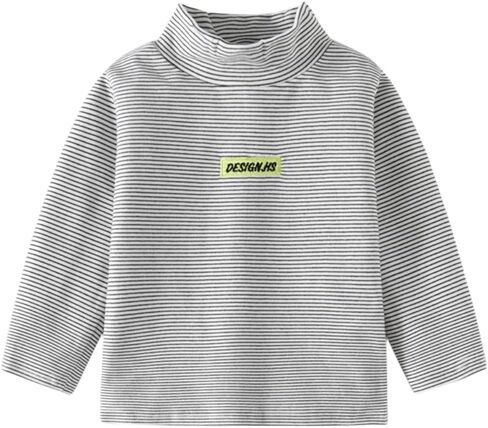 Meufam Little Boys Girls Thermal Tops Striped Long Sleeve Underwear Soft Turtleneck Undershirt Fall Winter T-Shirt for Baby in Saudi Arabia
