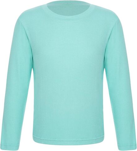 Baby Boys Girls Round Neck Thermal Tops Long Sleeve Ribbed T-Shirt Blouse Warm Undershirt Fall Winter Clothes in Saudi Arabia