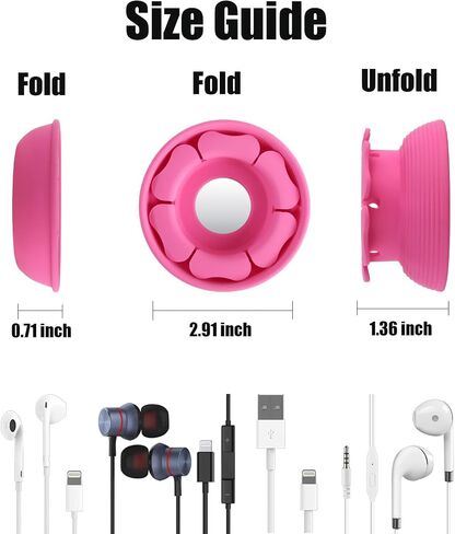 MAIRUI Wired Earbud Case 4 Pack Earphone Headphone Cord Organizer Earbuds Wrap Soft Silicone Magnetic Holder Storage Tangle Free Cable Winder(Purple/Pink/Blue/Black) in Saudi Arabia