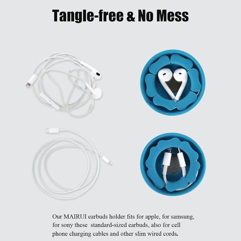 MAIRUI Wired Earbud Case 4 Pack Earphone Headphone Cord Organizer Earbuds Wrap Soft Silicone Magnetic Holder Storage Tangle Free Cable Winder(Purple/Pink/Blue/Black) in Saudi Arabia