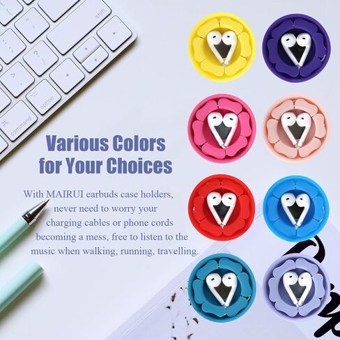 MAIRUI Wired Earbud Case 4 Pack Earphone Headphone Cord Organizer Earbuds Wrap Soft Silicone Magnetic Holder Storage Tangle Free Cable Winder(Purple/Pink/Blue/Black) in Saudi Arabia