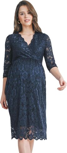HELLO MIZ Women's Lace Maternity Dress with Nursing Friendly Faux Wrap in Kuwait