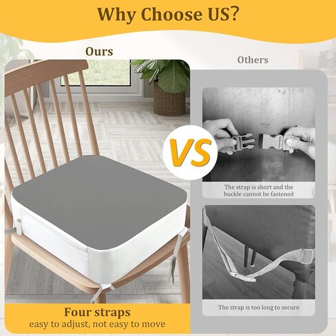 Booster Seat for Kitchen Chair & Dining Table, 3.8" Toddler Cushion with 4-Point Anchor Straps, Non-Slip Washable PU Cover, Side Pockets, Portable for Meals, Travel, Daycare in Saudi Arabia
