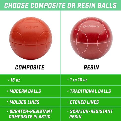 GoSports 90 mm Backyard Bocce Set with 8 Balls, Pallino, Case and Measuring Rope - Made from Premium Resin in Saudi Arabia
