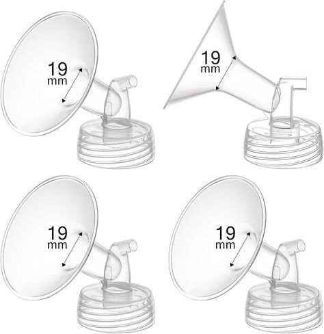 4PCS 19mm Breast Pump Flanges, Compatible with Spectra S1/S2/9Plus/Synergy Gold, Motif Luna, Wide-Mouth Bottle Fit, Breast Pump Accessories in Kuwait