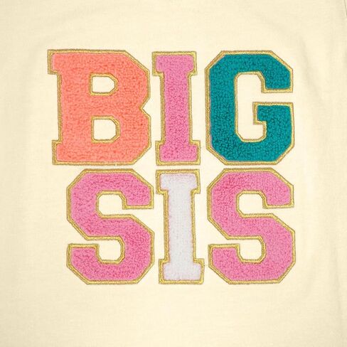 قمصان Big Sister للفتيات الصغيرات الصغار Big Sis تي شيرت مطرز بالمنشفة، تي شيرت لطيف بأكمام قصيرة in Kuwait