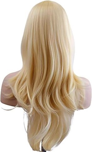Akstore 28" 70cm Fashion Wigs Long Wavy Curly Hair Cosplay Wig & Wig Cap (Yellow) in Saudi Arabia