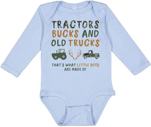 TATY Kids Tractors Bucks & Old Trucks Long Sleeve Baby Infant Bodysuit in Kuwait