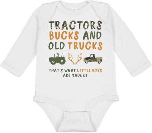 TATY Kids Tractors Bucks & Old Trucks Long Sleeve Baby Infant Bodysuit in Kuwait