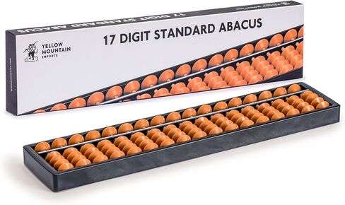 Yellow Mountain Imports Vintage Style Wooden Abacus - 13.9 Inches (35.3 Centimeters) - Professional 17 Column Soroban Calculator with Reset Button - Made in Kuwait