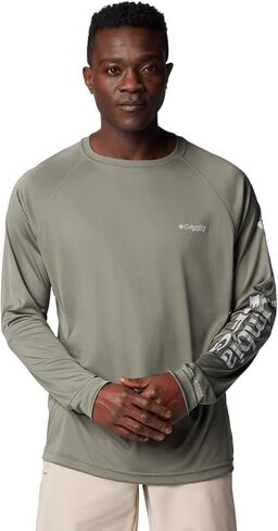 Columbia Men's Terminal Tackle Long Sleeve Shirt, Cool Grey, Vivid Blue Logo, 3X/Tall in Saudi Arabia