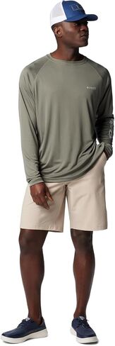 Columbia Men's Terminal Tackle Long Sleeve Shirt, Cool Grey, Vivid Blue Logo, 3X/Tall in Saudi Arabia