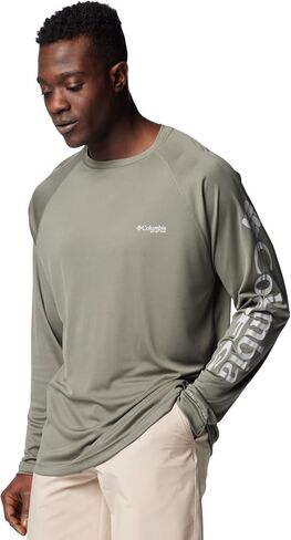 Columbia Men's Terminal Tackle Long Sleeve Shirt, Cool Grey, Vivid Blue Logo, 3X/Tall in Saudi Arabia