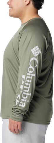 Columbia Men's Terminal Tackle Long Sleeve Shirt, Cool Grey, Vivid Blue Logo, 3X/Tall in Saudi Arabia