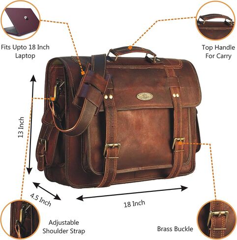 HULSH Leather Messenger Bag briefcases for Men, Leather Laptop Satchel in Kuwait