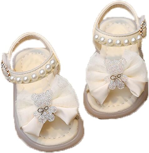 Generic Toddler Infant Girls Pearl Bear Bow Princess Sandals Open Toe Soft Flat Soled Sandals Summer Fashion Shoes in Saudi Arabia