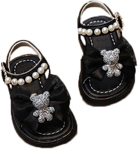 Generic Toddler Infant Girls Pearl Bear Bow Princess Sandals Open Toe Soft Flat Soled Sandals Summer Fashion Shoes in Saudi Arabia