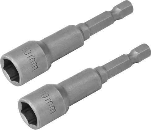 2 Pcs 1/4" Hex Shank 10mm Magnetic Nut Driver Bit - Quick-Change Nut Driver Bit for Power Drill Impact Drivers - 1.89" Length in Saudi Arabia