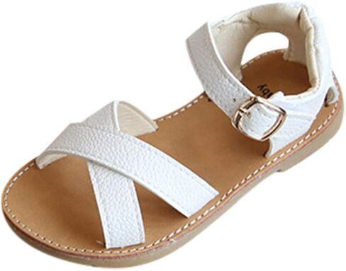 Sandals Toddler Shoes Kids Sandals Non-Slip Baby Cross Solid Rubber Girls Baby Shoes Girls Heels (Gold, 3.5-4 Years) in Saudi Arabia