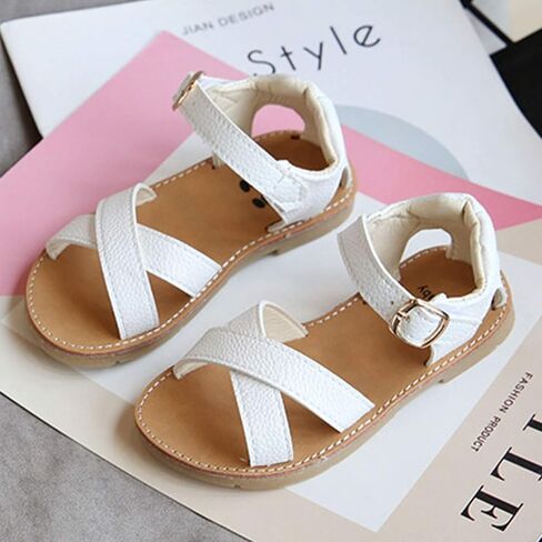 Sandals Toddler Shoes Kids Sandals Non-Slip Baby Cross Solid Rubber Girls Baby Shoes Girls Heels (Gold, 3.5-4 Years) in Saudi Arabia
