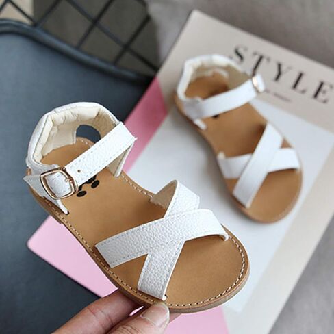 Sandals Toddler Shoes Kids Sandals Non-Slip Baby Cross Solid Rubber Girls Baby Shoes Girls Heels (Gold, 3.5-4 Years) in Saudi Arabia