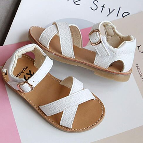 Sandals Toddler Shoes Kids Sandals Non-Slip Baby Cross Solid Rubber Girls Baby Shoes Girls Heels (Gold, 3.5-4 Years) in Saudi Arabia