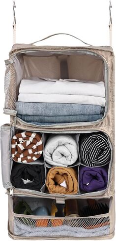 Surblue Hanging Shelves Travel Compression Packing Cube for Carry-on Luggage Suitcase Collapsible Transformable Garment Closet Organizers Large Capacity, Lightgrey, XL in Kuwait