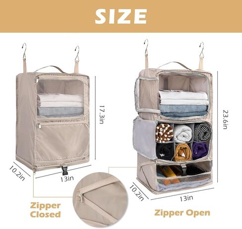 Surblue Hanging Shelves Travel Compression Packing Cube for Carry-on Luggage Suitcase Collapsible Transformable Garment Closet Organizers Large Capacity, Lightgrey, XL in Kuwait